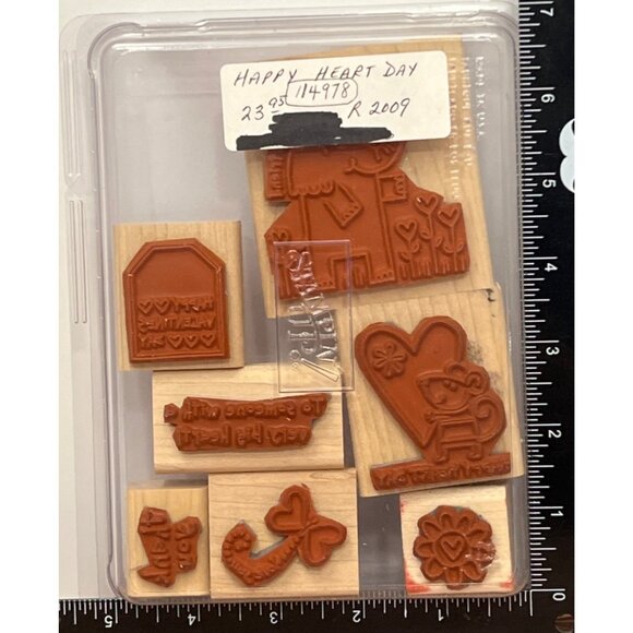 STAMPIN' UP! 111089 HAPPY HEART DAY Wood Mounted Rubber Stamp set of 7 LOVE - Picture 3 of 5